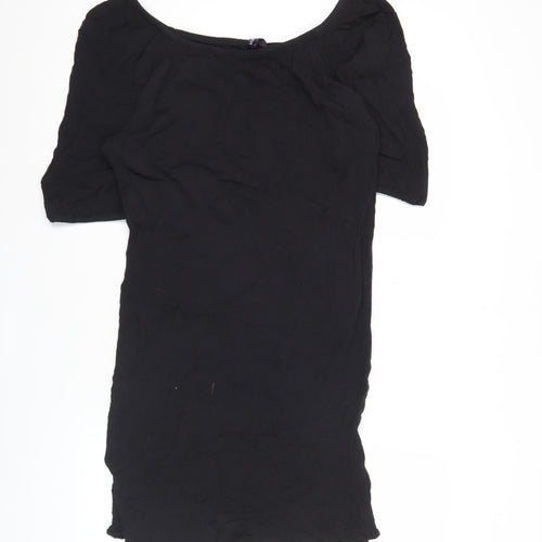 Marks and Spencer Women’s Black L Shift Dress Viscose Short Sleeve