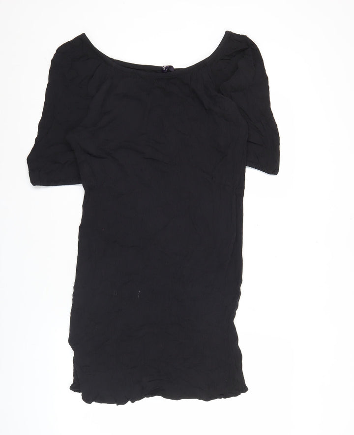 Marks and Spencer Women’s Black L Shift Dress Viscose Short Sleeve