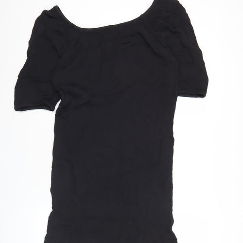 Marks and Spencer Women’s Black L Shift Dress Viscose Short Sleeve