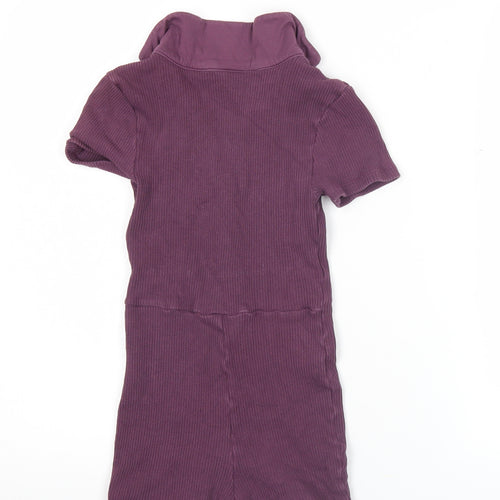 iets frans Women’s Purple XS Playsuit Collared Ribbed Knit Short Sleeve