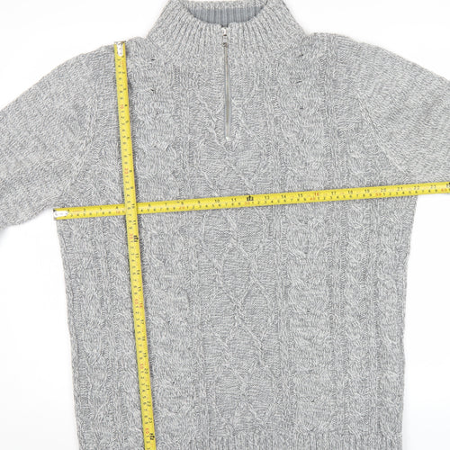 George Men’s Grey Cable Knit 1/2 Zip Jumper L Regular Fit
