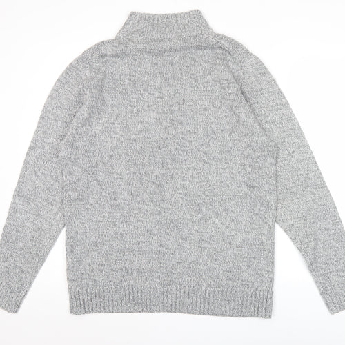 George Men’s Grey Cable Knit 1/2 Zip Jumper L Regular Fit