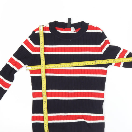 H&M Divided Womens Striped Knit Long Sleeve Top Size S Multicoloured