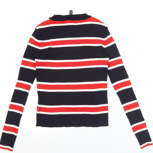 H&M Divided Womens Striped Knit Long Sleeve Top Size S Multicoloured