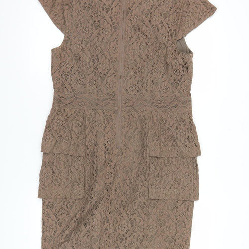 Marks and Spencer Women’s Brown Lace Sheath Dress Size 14