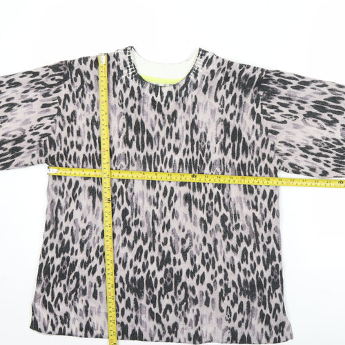 River Island Women’s Grey Animal Print Knit Pullover Jumper XS