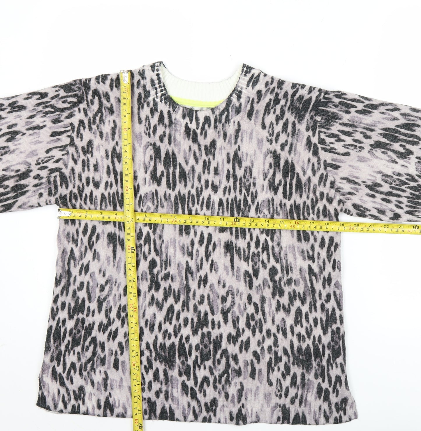 River Island Women’s Grey Animal Print Knit Pullover Jumper XS
