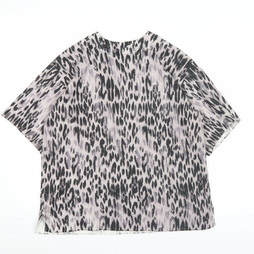 River Island Women’s Grey Animal Print Knit Pullover Jumper XS