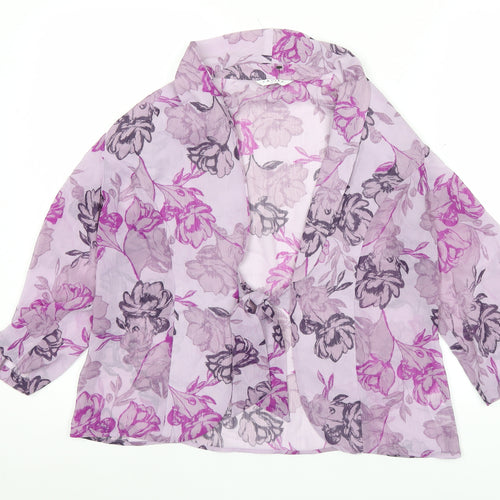 Eastex Women’s Purple Floral Chiffon Blouse Size 10 V-Neck