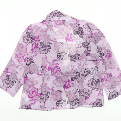 Eastex Women’s Purple Floral Chiffon Blouse Size 10 V-Neck