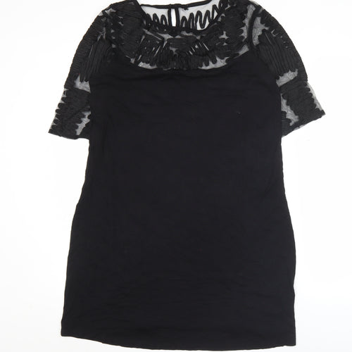 Next Women’s Black Shift Dress Size 14 Lace Sheer Panel Party Wear