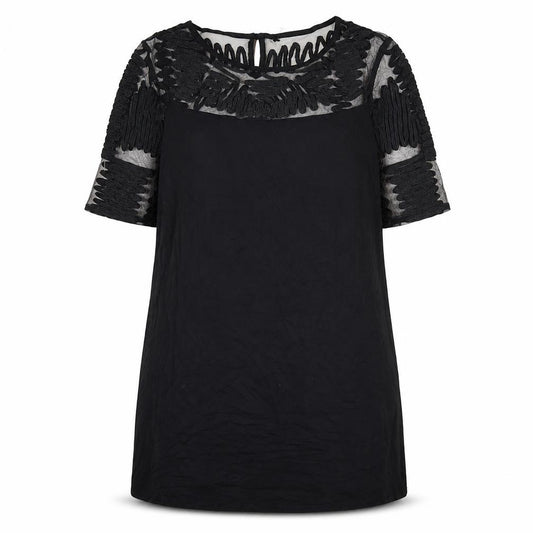Front view of Next Women’s Black Shift Dress, size UK 14, Lace Sheer Panel Party Wear