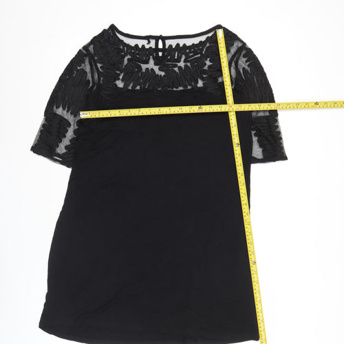 Next Women’s Black Shift Dress Size 14 Lace Sheer Panel Party Wear