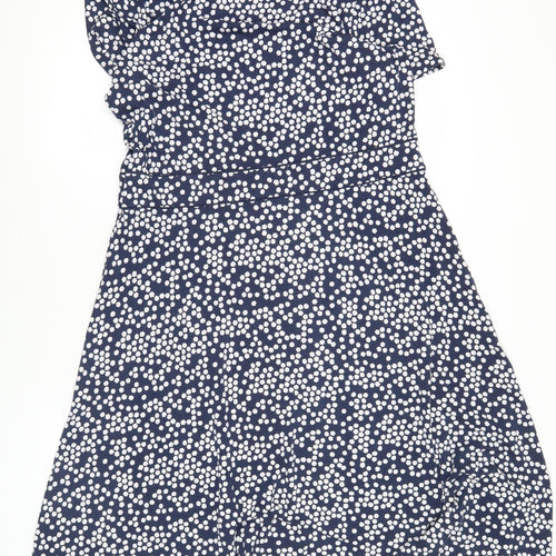Boden Women's Blue Polka Dot Viscose Elastane Tunic Blouse Size 12