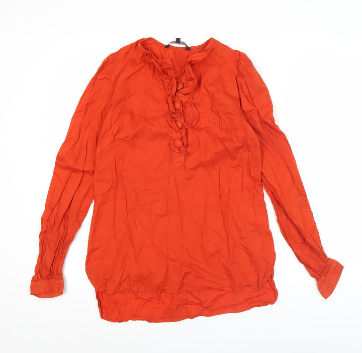 French Connection Womens Red Cotton Tunic Blouse Size 10