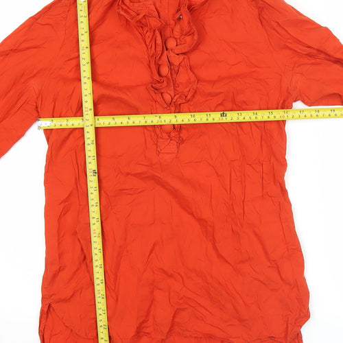French Connection Womens Red Cotton Tunic Blouse Size 10