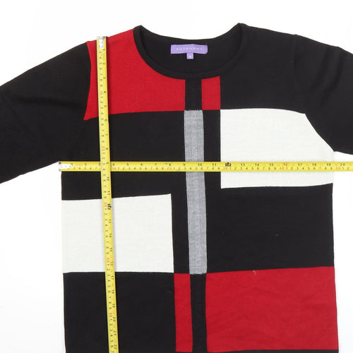 Autonomy Womens Black Red White Geometric Pullover Jumper Size S