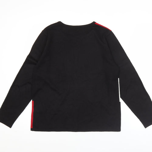 Autonomy Womens Black Red White Geometric Pullover Jumper Size S