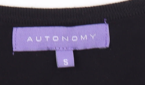 Autonomy Womens Black Red White Geometric Pullover Jumper Size S