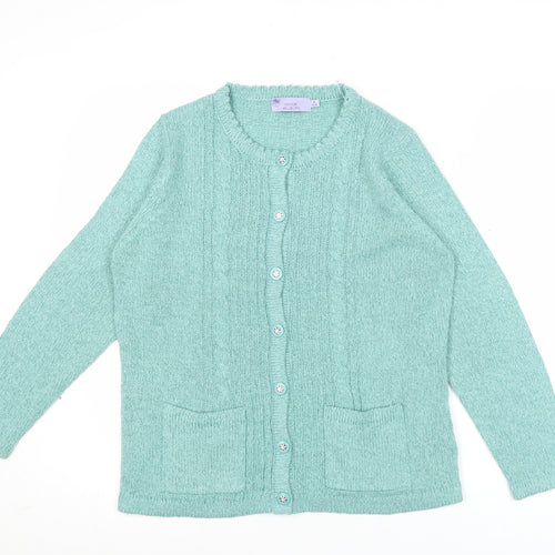 Honor Millburn Womens Green Cardigan Size S 10-12 Knit Long Sleeve