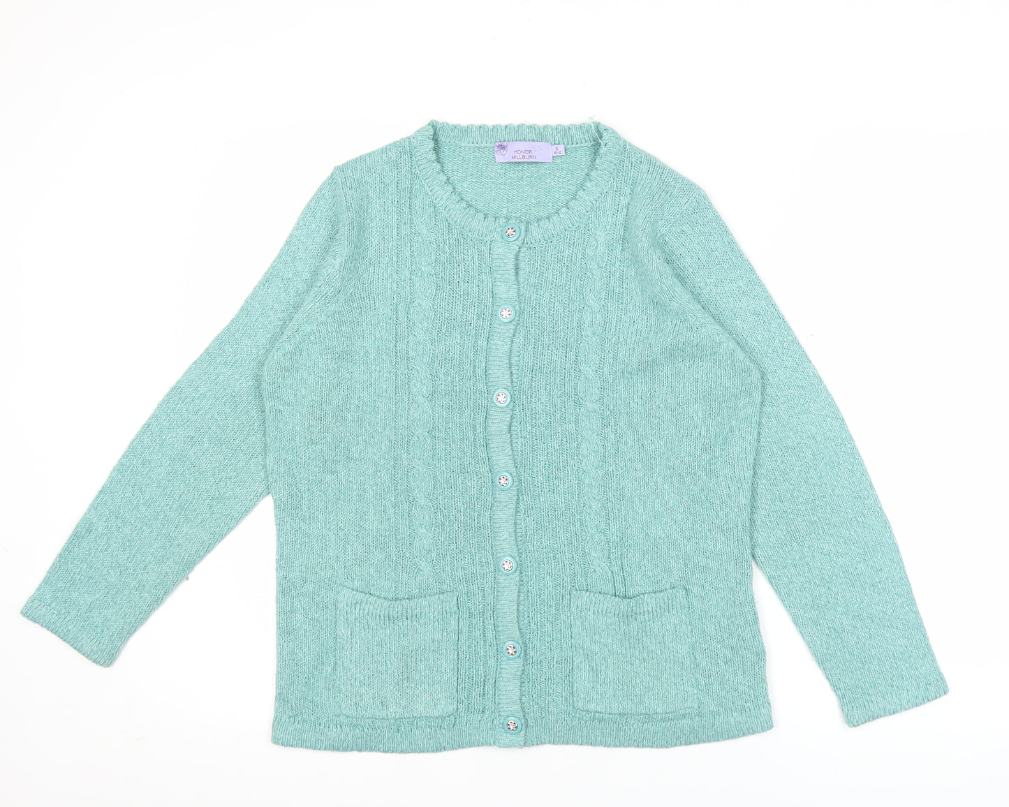Honor Millburn Womens Green Cardigan Size S 10-12 Knit Long Sleeve