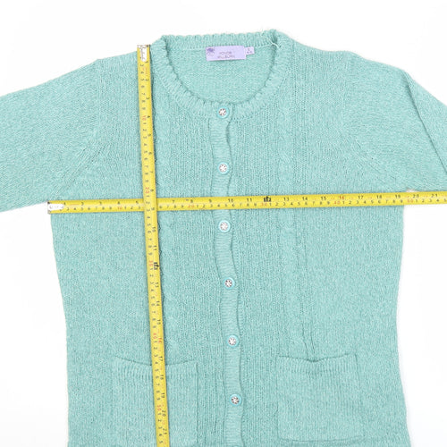 Honor Millburn Womens Green Cardigan Size S 10-12 Knit Long Sleeve