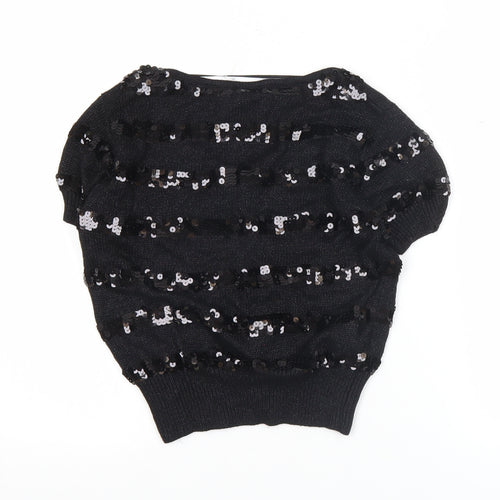 Mango Women’s Black Sequin Scoop Neck Cardigan S Partywear