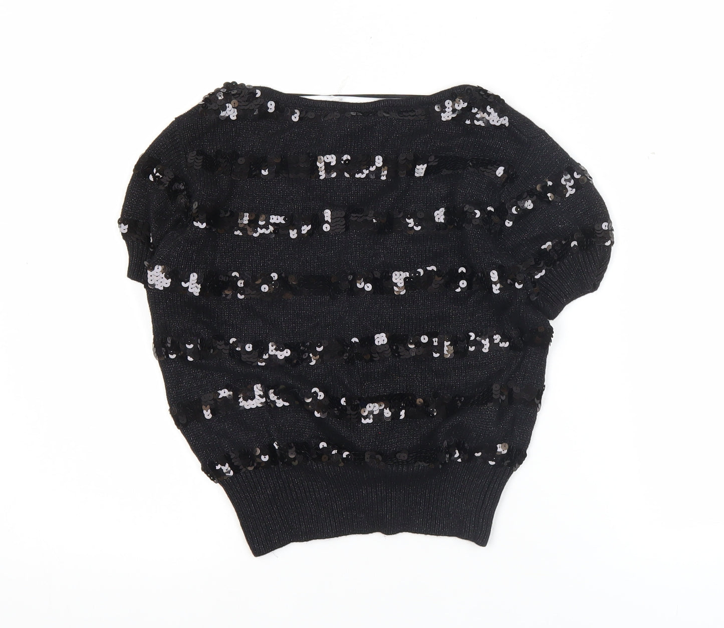 Mango Women’s Black Sequin Scoop Neck Cardigan S Partywear