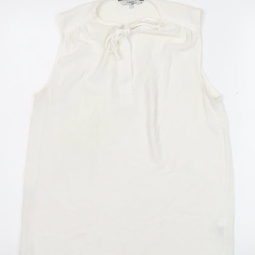 Next Womens Ivory Sleeveless Chiffon Blouse UK Size 12 Scoop Neck
