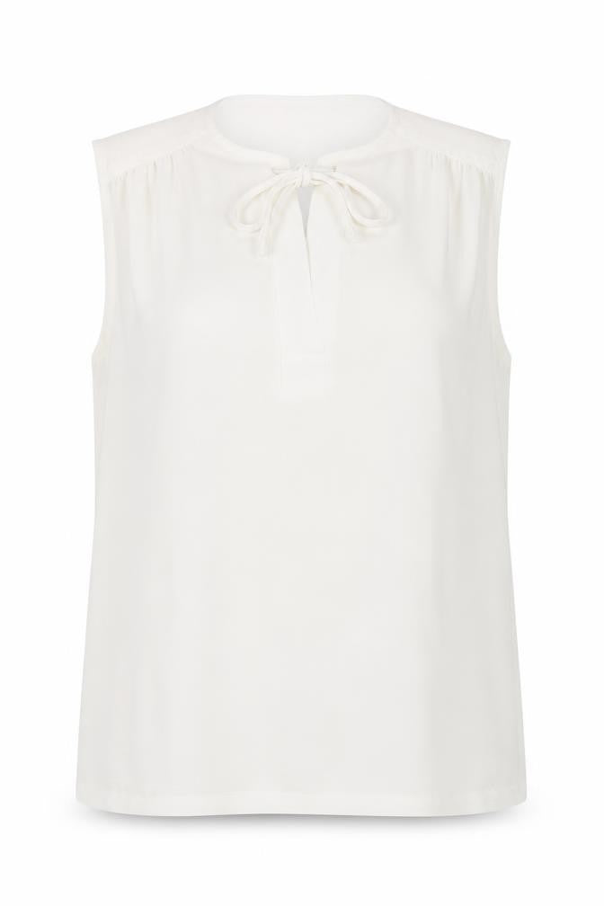Next Womens Ivory Sleeveless Chiffon Blouse UK Size 12 Scoop Neck