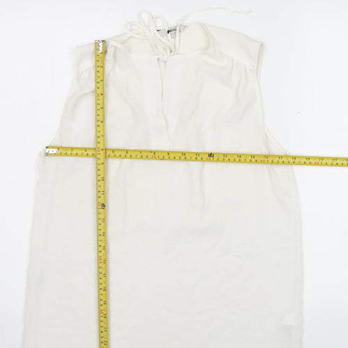Next Womens Ivory Sleeveless Chiffon Blouse UK Size 12 Scoop Neck