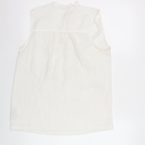 Next Womens Ivory Sleeveless Chiffon Blouse UK Size 12 Scoop Neck