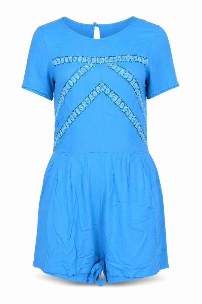 ASOS Women’s Blue Short Sleeve Embroidered Playsuit Size 12
