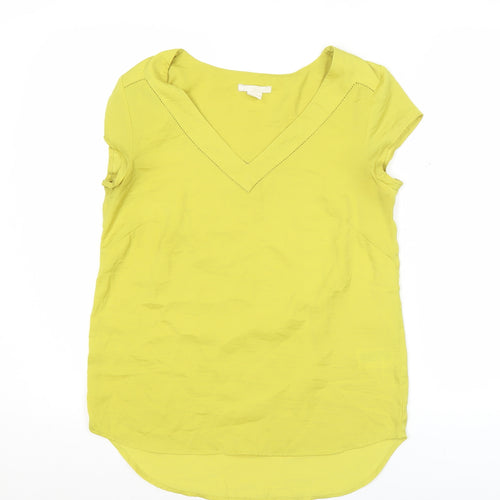 H&M Women’s Yellow V-Neck Tunic Blouse Size 6 Short Sleeve