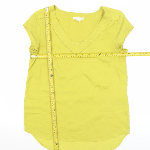 H&M Women’s Yellow V-Neck Tunic Blouse Size 6 Short Sleeve