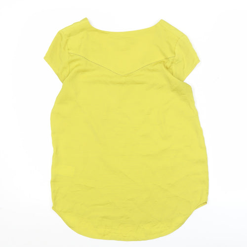 H&M Women’s Yellow V-Neck Tunic Blouse Size 6 Short Sleeve
