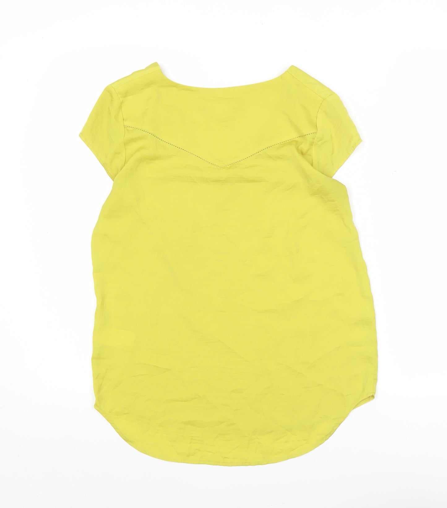 H&M Women’s Yellow V-Neck Tunic Blouse Size 6 Short Sleeve