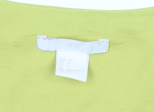 H&M Women’s Yellow V-Neck Tunic Blouse Size 6 Short Sleeve