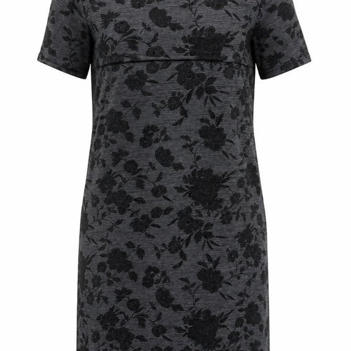 Warehouse Women’s Grey Floral Shift Dress Size 10 Short Sleeve