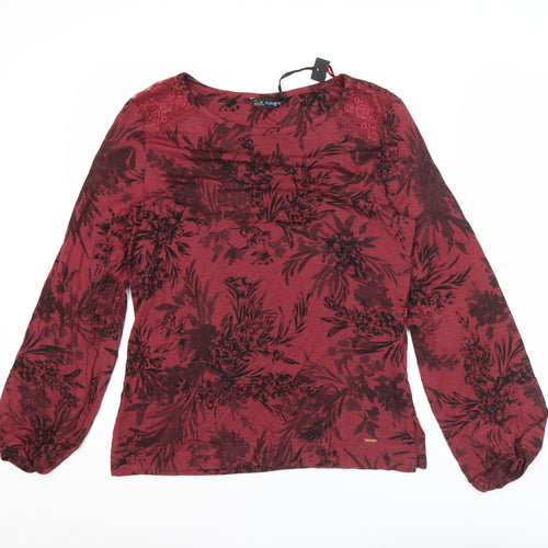 Marks and Spencer Women’s Red Floral Tunic Blouse M Long Sleeve