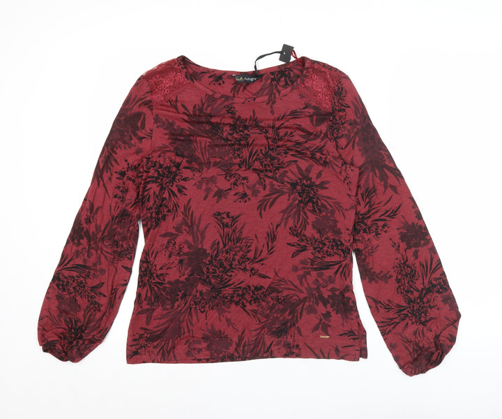 Marks and Spencer Women’s Red Floral Tunic Blouse M Long Sleeve