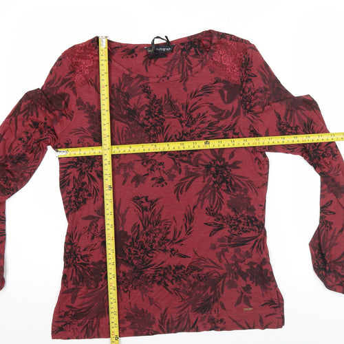 Marks and Spencer Women’s Red Floral Tunic Blouse M Long Sleeve
