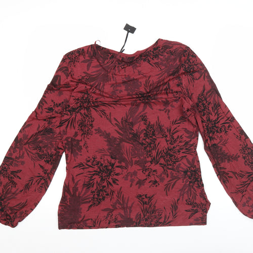 Marks and Spencer Women’s Red Floral Tunic Blouse M Long Sleeve