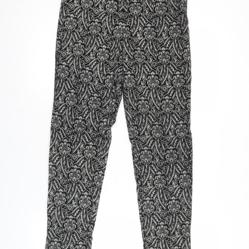 AX Womens Black Floral Stretch Slim Leggings Size 10