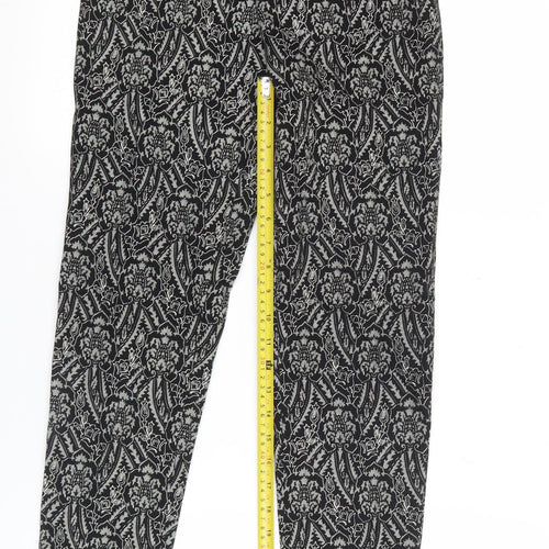 AX Womens Black Floral Stretch Slim Leggings Size 10