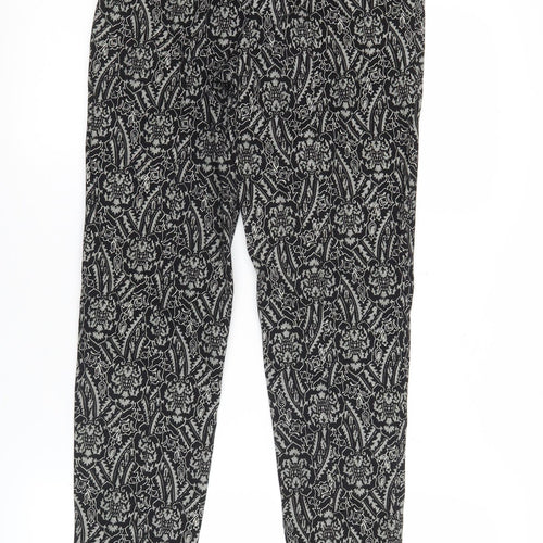 AX Womens Black Floral Stretch Slim Leggings Size 10