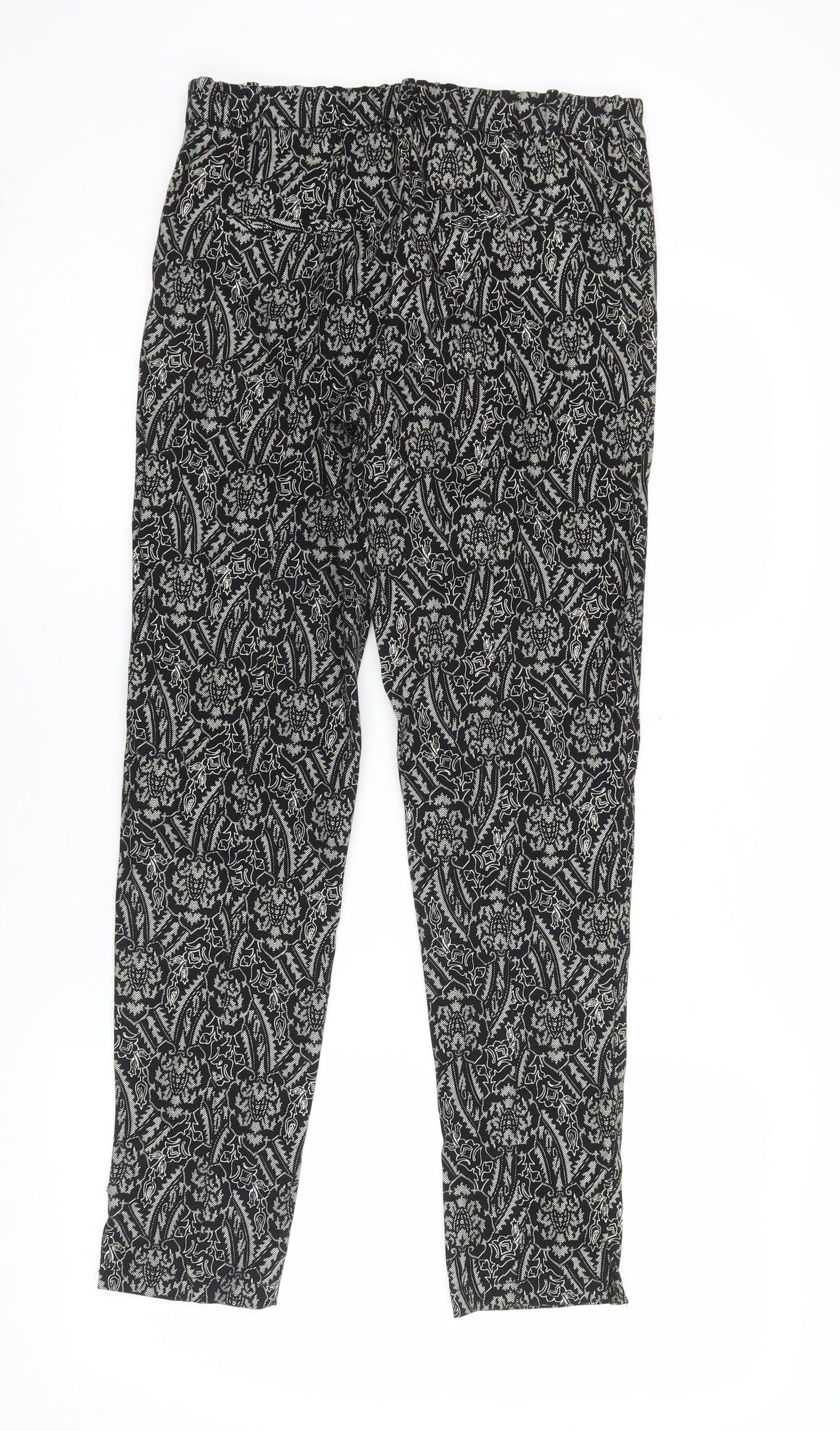 AX Womens Black Floral Stretch Slim Leggings Size 10