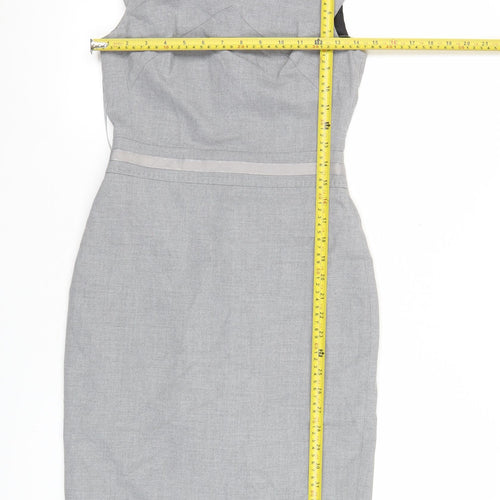 Oasis Women’s Grey Sheath Dress Size 6 Sleeveless Workwear Office