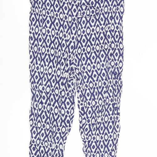 Debenhams Women’s Blue Geometric Sleeveless Wide-Leg Jumpsuit Size 12