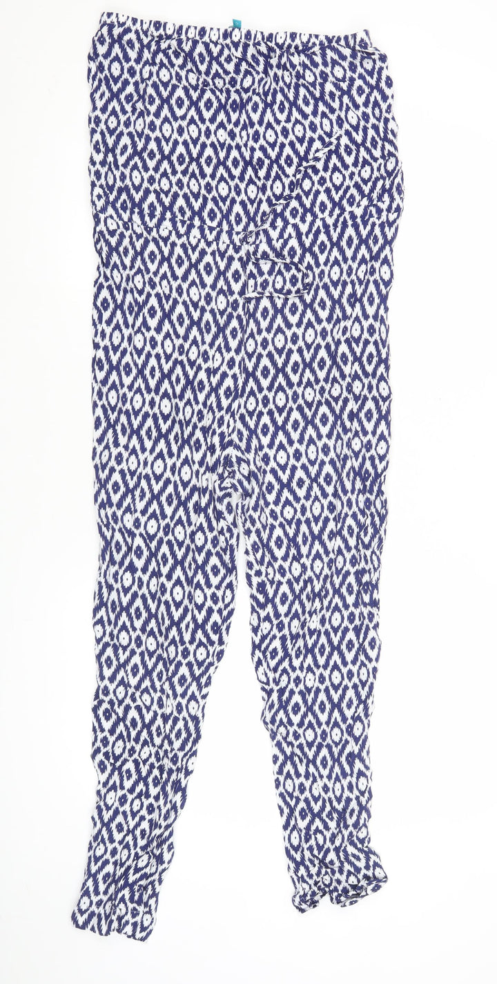 Debenhams Women’s Blue Geometric Sleeveless Wide-Leg Jumpsuit Size 12